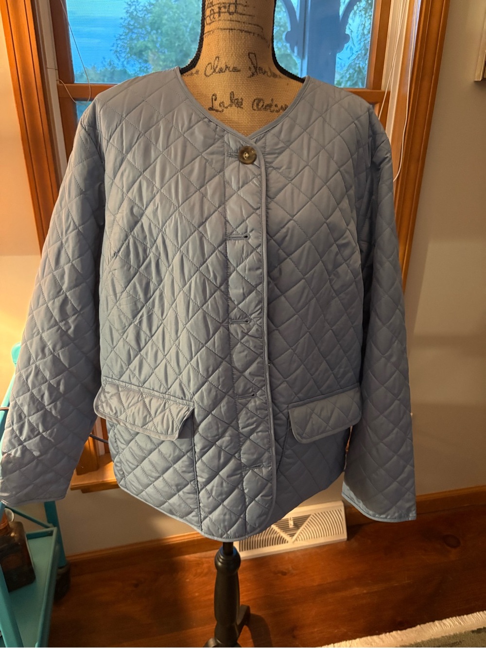 croft & barrow Light Blue Quilted Puffer Jacket